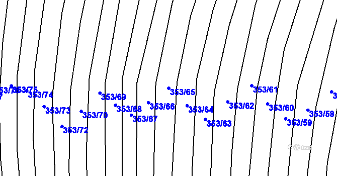 Parcela st. 353/65 v KÚ Nechvalín, Katastrální mapa