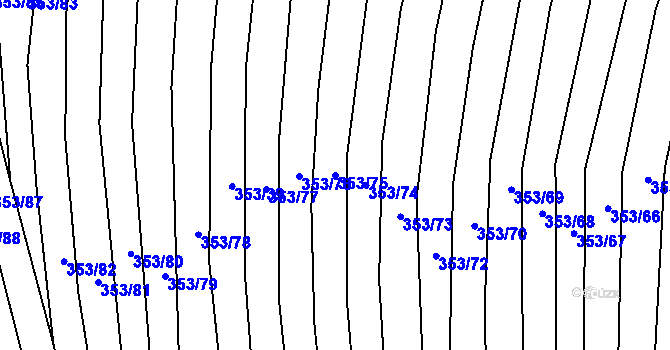 Parcela st. 353/75 v KÚ Nechvalín, Katastrální mapa