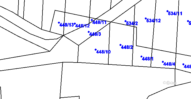 Parcela st. 448/10 v KÚ Nechvalín, Katastrální mapa