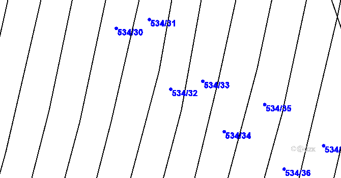 Parcela st. 534/32 v KÚ Nechvalín, Katastrální mapa