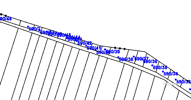 Parcela st. 590/40 v KÚ Nechvalín, Katastrální mapa