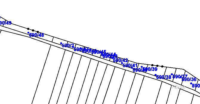 Parcela st. 590/44 v KÚ Nechvalín, Katastrální mapa