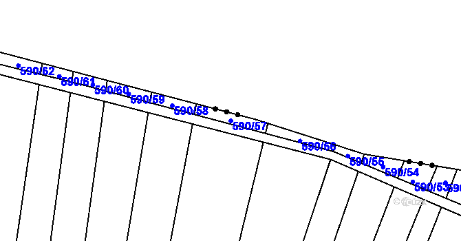 Parcela st. 590/57 v KÚ Nechvalín, Katastrální mapa