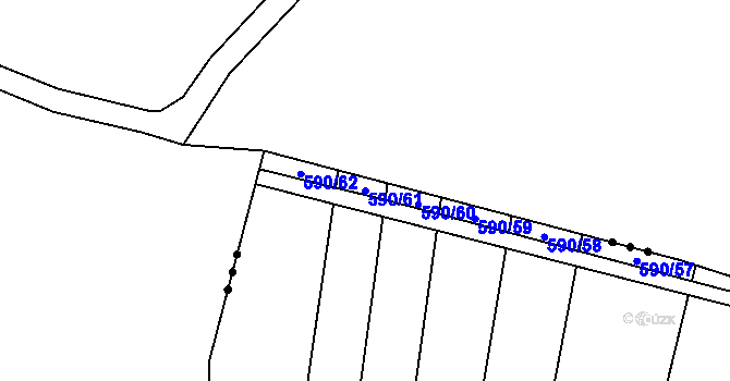 Parcela st. 590/61 v KÚ Nechvalín, Katastrální mapa