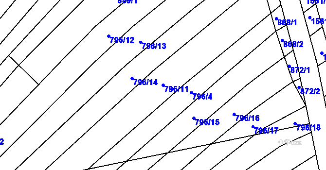 Parcela st. 796/11 v KÚ Nechvalín, Katastrální mapa