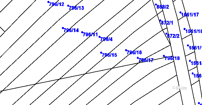 Parcela st. 796/15 v KÚ Nechvalín, Katastrální mapa