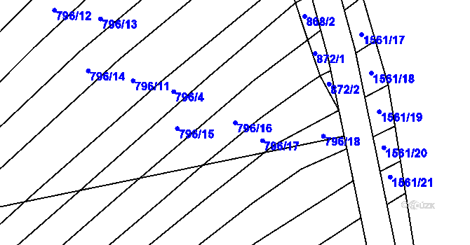 Parcela st. 796/16 v KÚ Nechvalín, Katastrální mapa