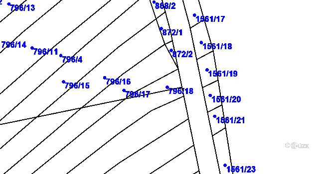 Parcela st. 796/18 v KÚ Nechvalín, Katastrální mapa