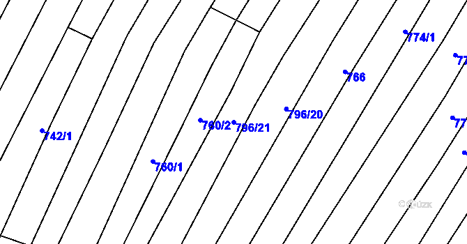Parcela st. 796/21 v KÚ Nechvalín, Katastrální mapa