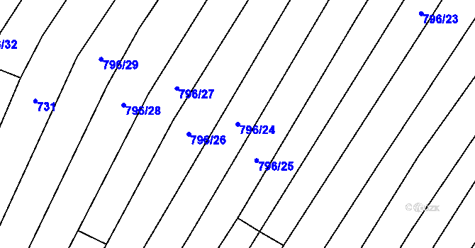 Parcela st. 796/24 v KÚ Nechvalín, Katastrální mapa