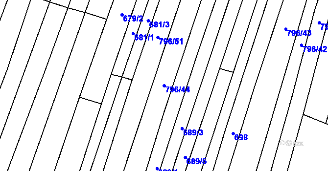 Parcela st. 796/44 v KÚ Nechvalín, Katastrální mapa