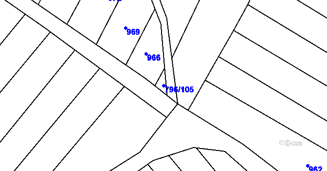 Parcela st. 796/105 v KÚ Nechvalín, Katastrální mapa