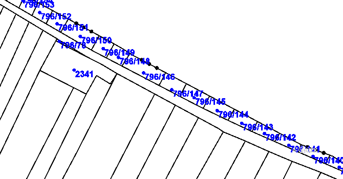 Parcela st. 796/147 v KÚ Nechvalín, Katastrální mapa