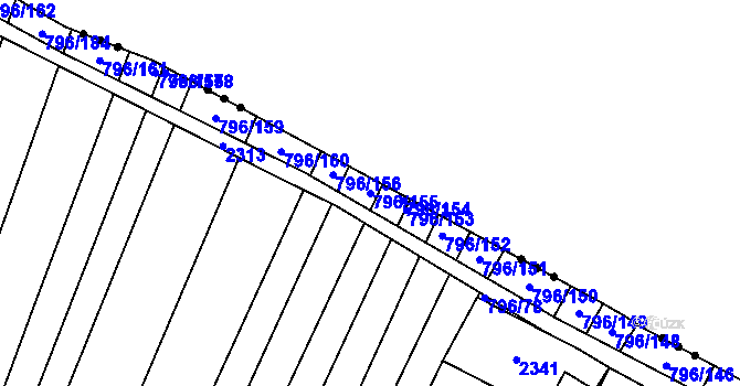 Parcela st. 796/155 v KÚ Nechvalín, Katastrální mapa