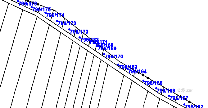 Parcela st. 796/170 v KÚ Nechvalín, Katastrální mapa