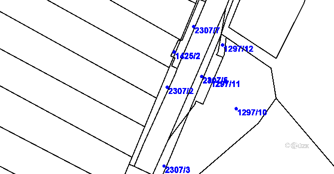 Parcela st. 2307/2 v KÚ Nechvalín, Katastrální mapa