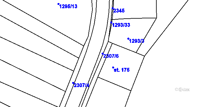 Parcela st. 2307/6 v KÚ Nechvalín, Katastrální mapa