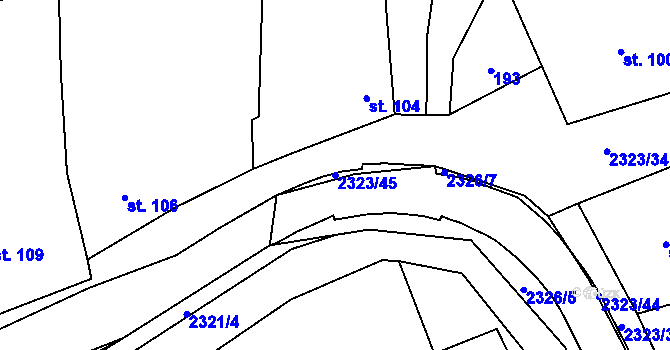 Parcela st. 2323/45 v KÚ Nechvalín, Katastrální mapa