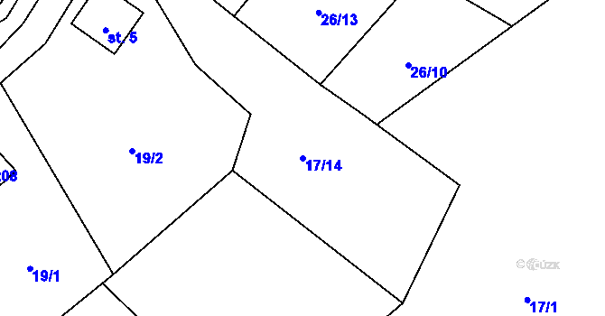 Parcela st. 17/14 v KÚ Bernov, Katastrální mapa