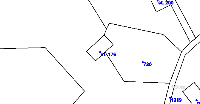 Parcela st. 176 v KÚ Bernov, Katastrální mapa