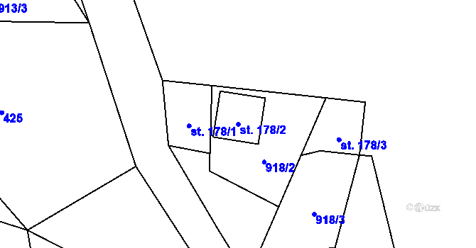 Parcela st. 178/2 v KÚ Bernov, Katastrální mapa