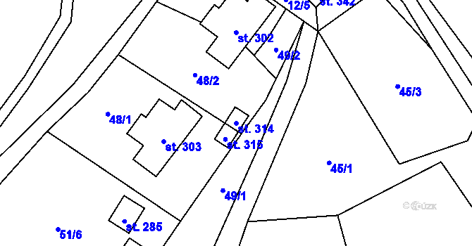 Parcela st. 314 v KÚ Bernov, Katastrální mapa