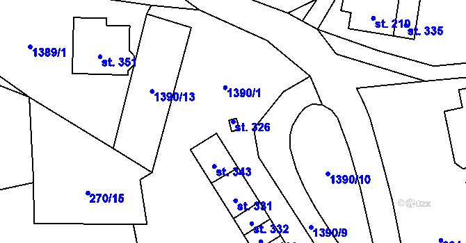Parcela st. 326 v KÚ Bernov, Katastrální mapa