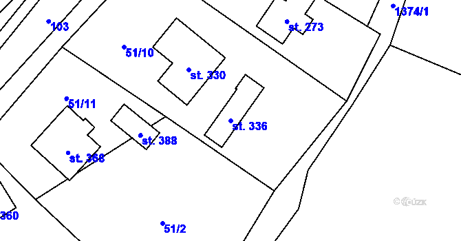 Parcela st. 336 v KÚ Bernov, Katastrální mapa
