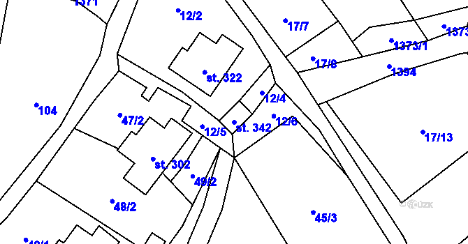 Parcela st. 342 v KÚ Bernov, Katastrální mapa