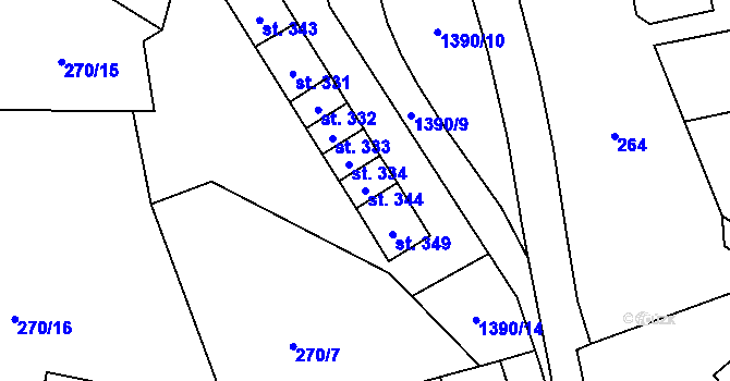 Parcela st. 344 v KÚ Bernov, Katastrální mapa