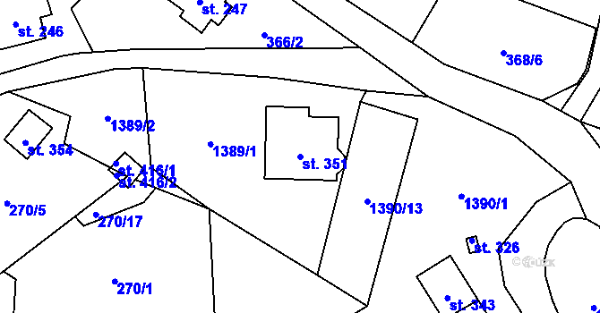 Parcela st. 351 v KÚ Bernov, Katastrální mapa