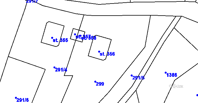Parcela st. 356 v KÚ Bernov, Katastrální mapa