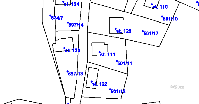 Parcela st. 111 v KÚ Lesík, Katastrální mapa