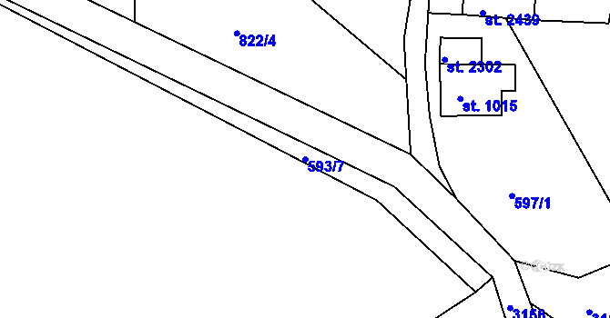 Parcela st. 593/7 v KÚ Nejdek, Katastrální mapa