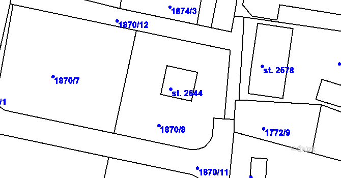 Parcela st. 2644 v KÚ Nejdek, Katastrální mapa
