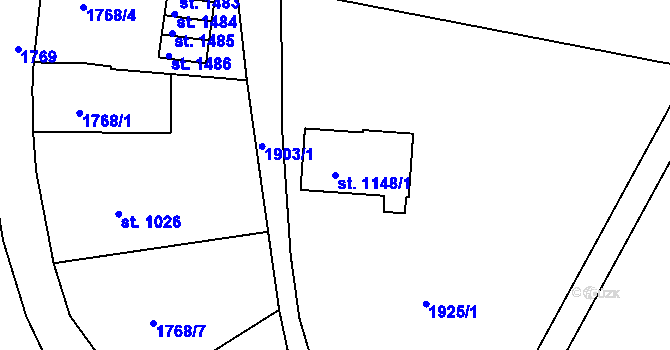 Parcela st. 1148/1 v KÚ Nejdek, Katastrální mapa