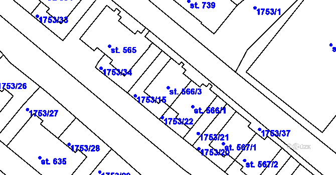 Parcela st. 566/3 v KÚ Nejdek, Katastrální mapa
