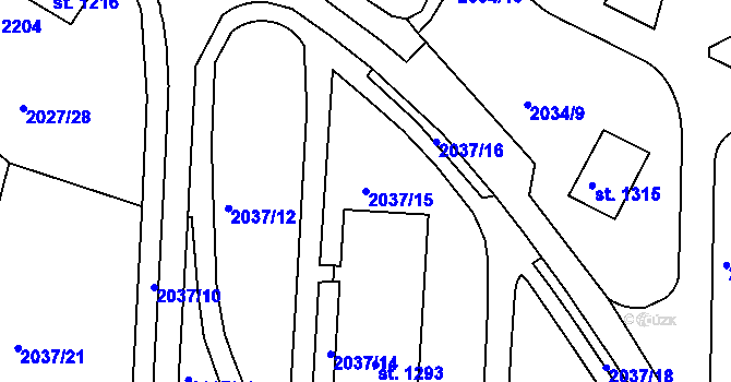 Parcela st. 2037/15 v KÚ Nejdek, Katastrální mapa