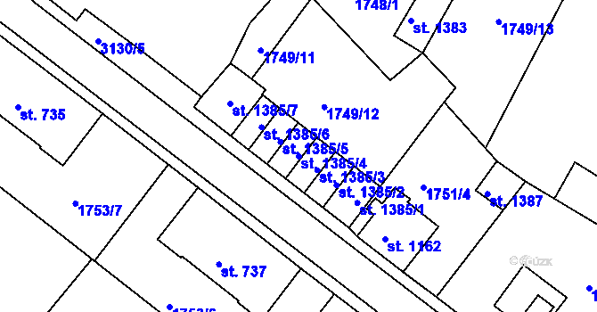 Parcela st. 1385/4 v KÚ Nejdek, Katastrální mapa