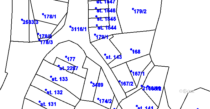 Parcela st. 143 v KÚ Nejdek, Katastrální mapa