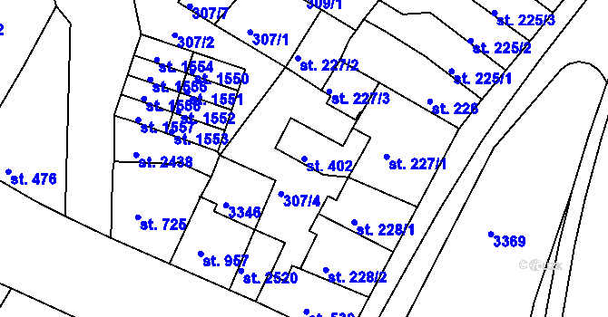 Parcela st. 402 v KÚ Nejdek, Katastrální mapa