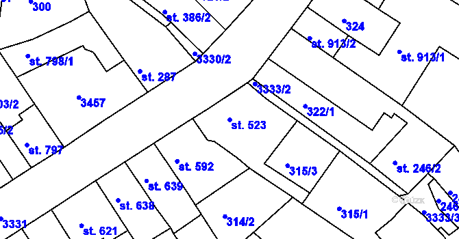 Parcela st. 523 v KÚ Nejdek, Katastrální mapa