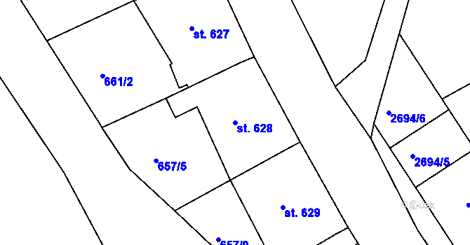 Parcela st. 628 v KÚ Nejdek, Katastrální mapa