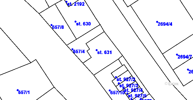 Parcela st. 631 v KÚ Nejdek, Katastrální mapa