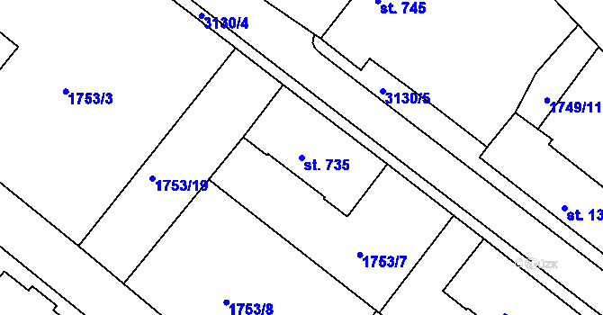 Parcela st. 735 v KÚ Nejdek, Katastrální mapa