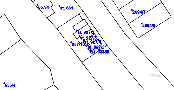 Parcela st. 927/5 v KÚ Nejdek, Katastrální mapa