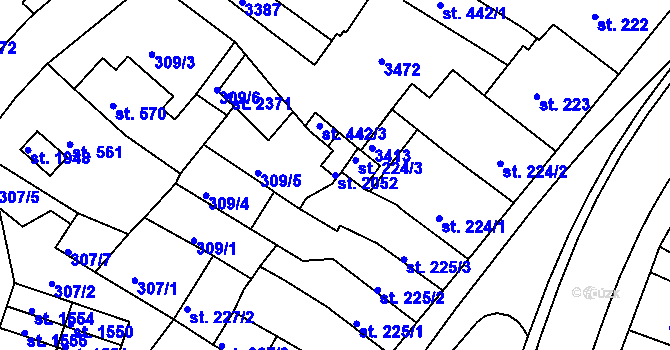 Parcela st. 2052 v KÚ Nejdek, Katastrální mapa