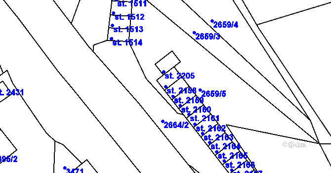 Parcela st. 2158 v KÚ Nejdek, Katastrální mapa