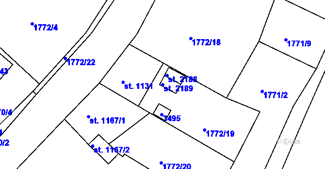 Parcela st. 2189 v KÚ Nejdek, Katastrální mapa