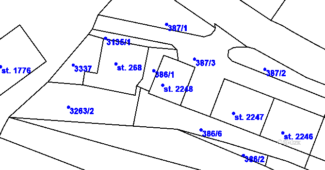Parcela st. 2248 v KÚ Nejdek, Katastrální mapa